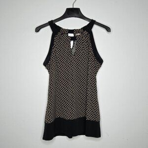 Banana Republic Factory Geometric Print Sleeveless Top M – Keyhole Neck, Black T